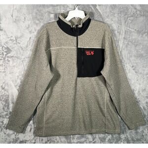Mountain Hardwear Toasty Twill Fleece Sweater Mens 2XL Beige 1/2 Zip Fleece